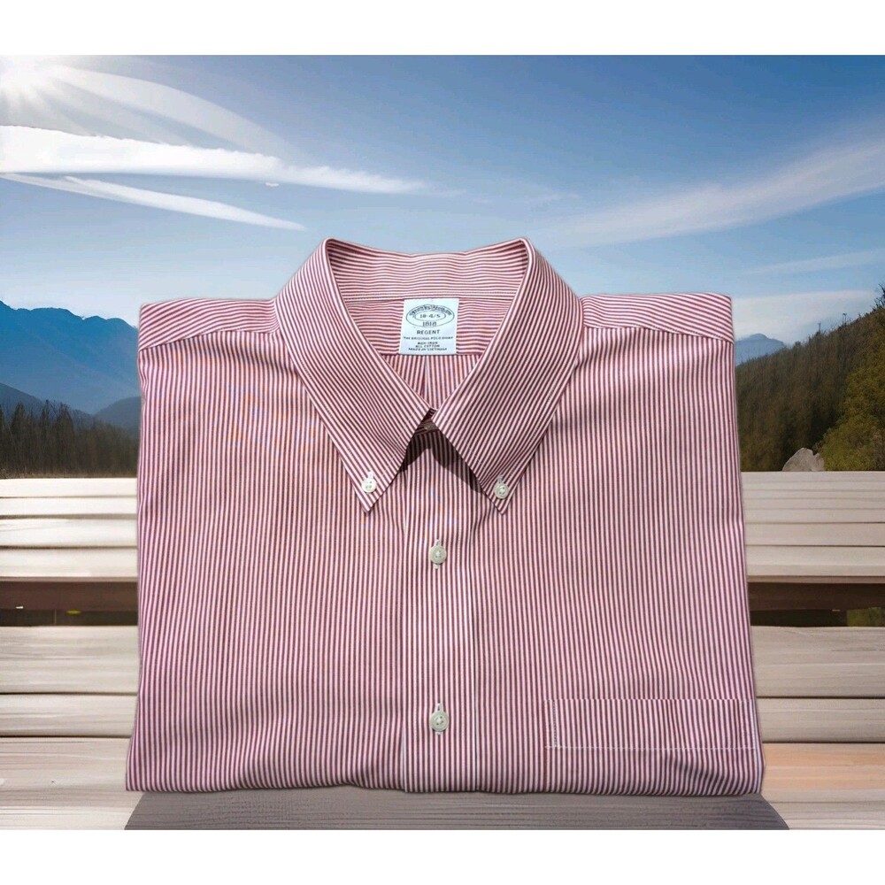 BROOKS BROTHERS REGENT SEERSUCKER DRESS SHIRT MEN'S SIZE 18-4/5 NO IRON EUC